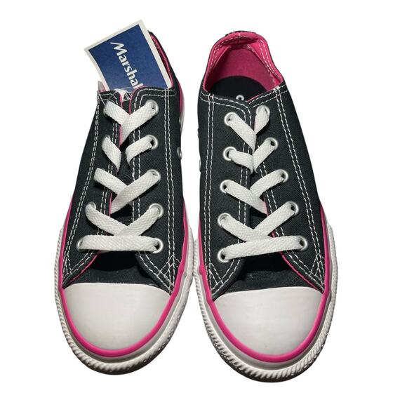 Converse Double Tongue Low Top Black Pink Sneakers Girls Juniors Size 1 654365F - Picture 5 of 12